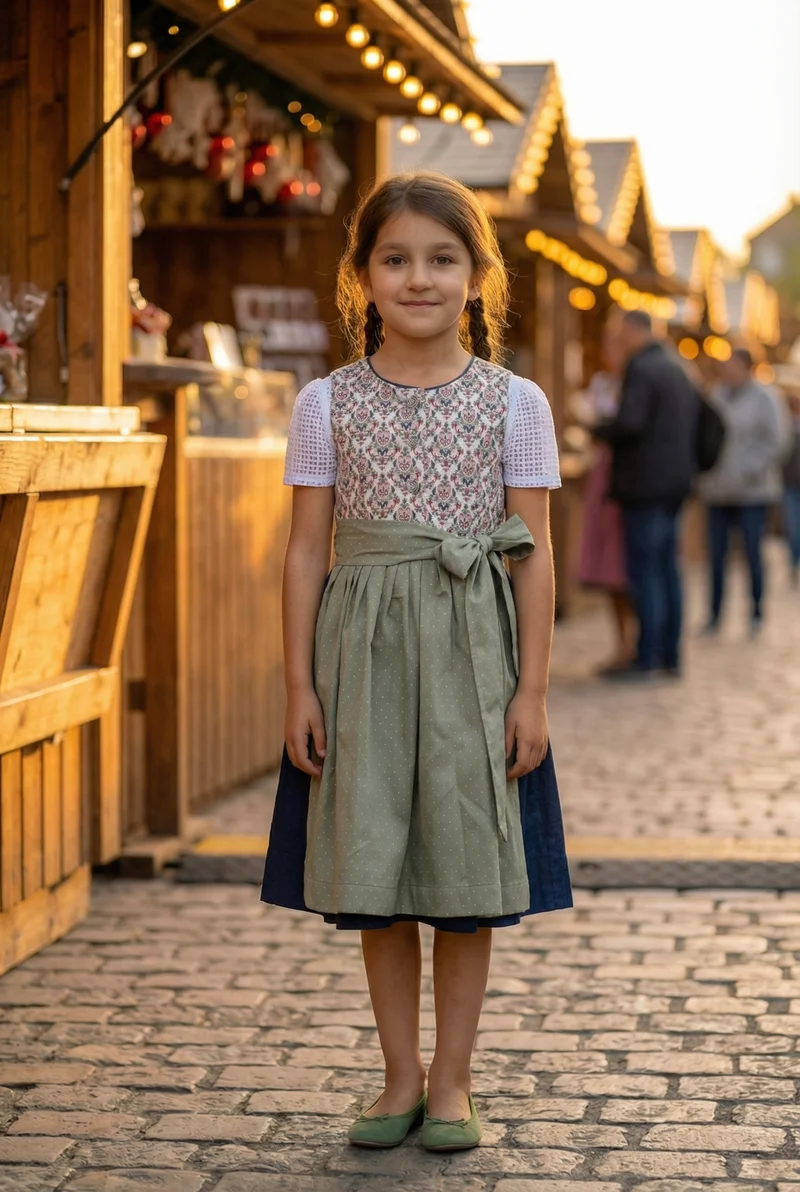 Barwolf Girls Dirndl 3 pcs. "Lizza" blue