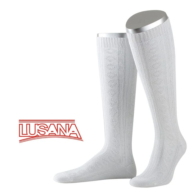 Women's Braided Diamond Traditional Knee Sock "white"