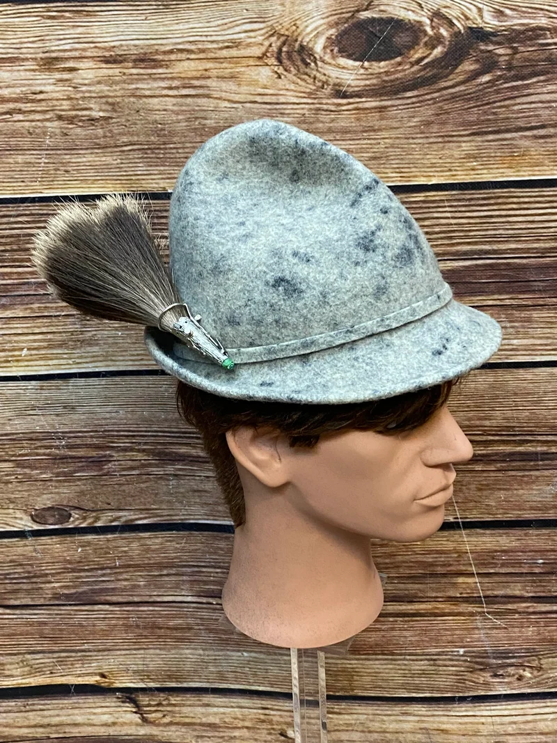 Tracht­enhut Vintage grau mit Gamsbart – Größe 56