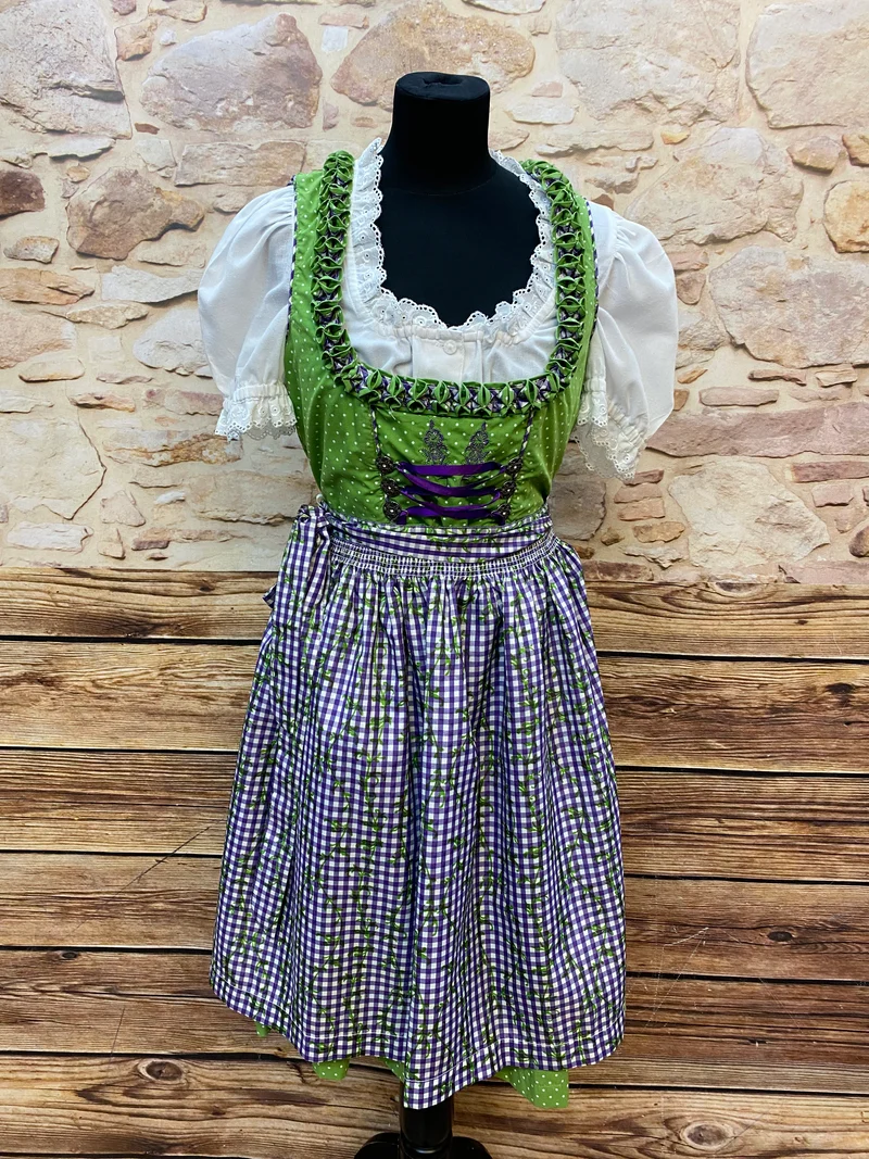 Dirndl grün-lila kariert Größe 38