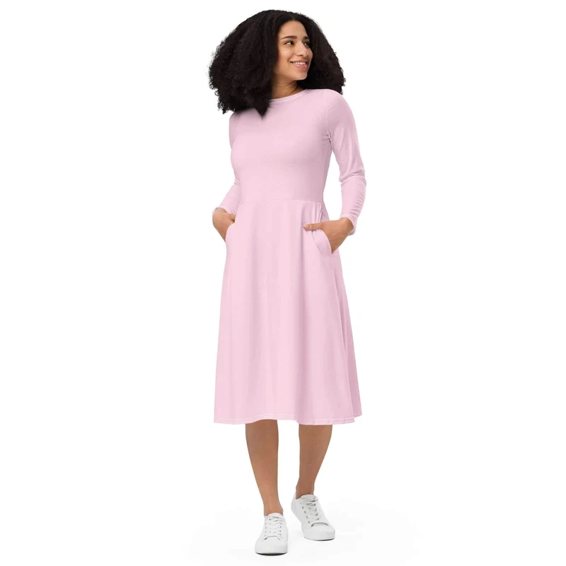 Pink Midi Dress with Pockets: Sweetness and Comfort for Every Day!