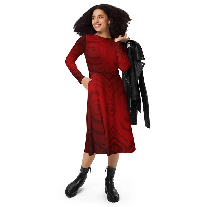 Fiery Style: A Unique Red Midi Dress for Comfort and Impact