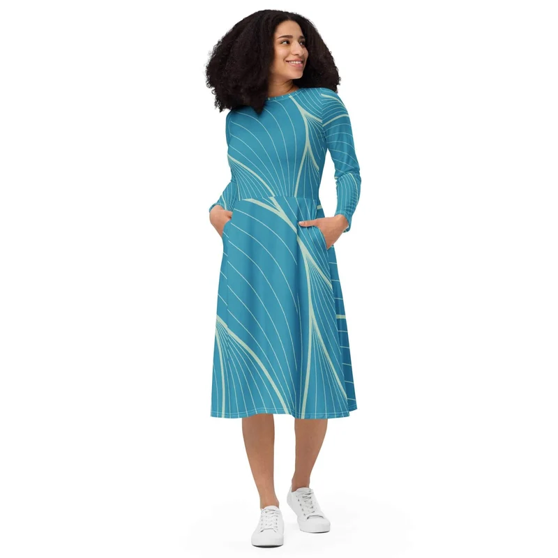 Blue and White Midi Dress – A Refreshing Breeze for Summer Days!