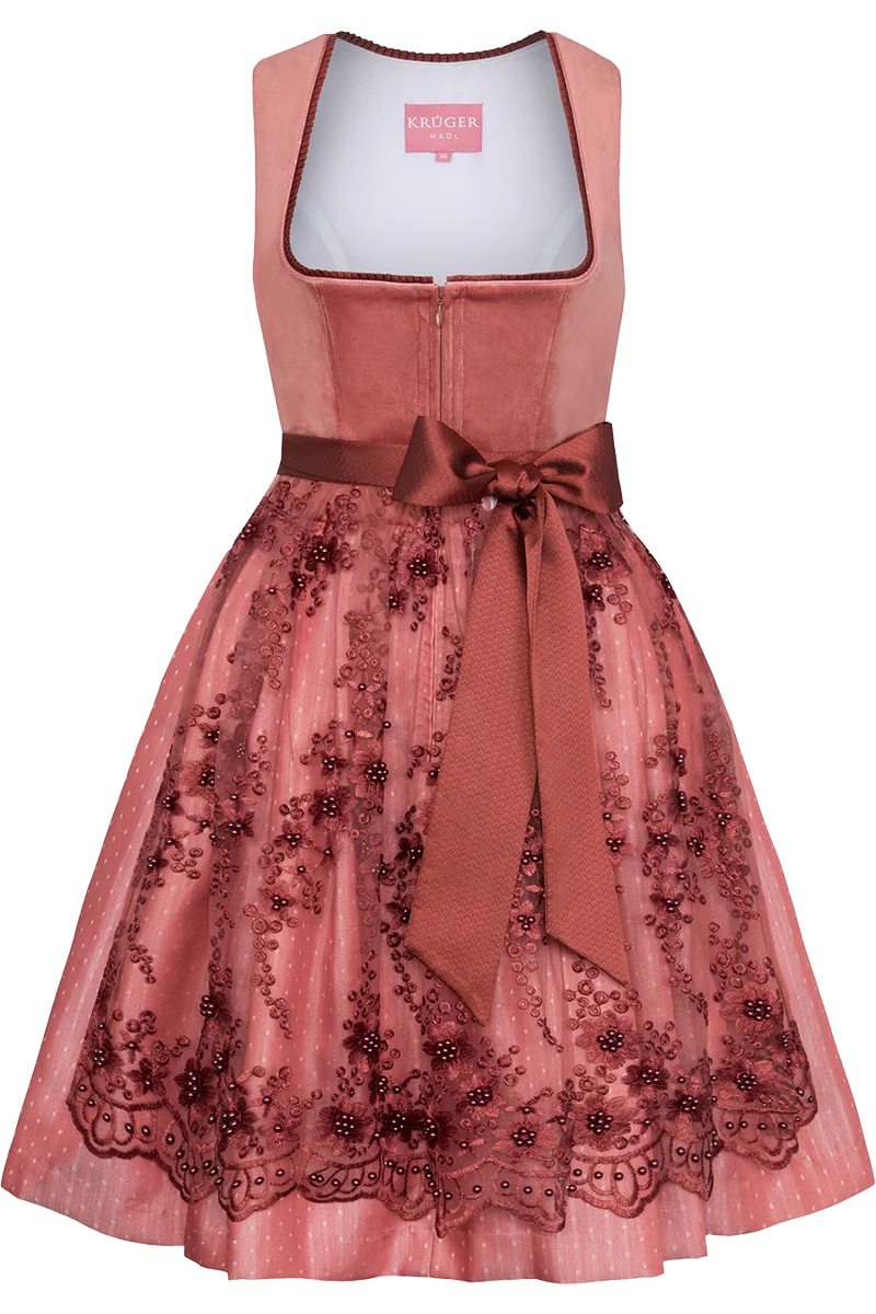 Mini-Dirndl mit Samt und transparenter Schürze