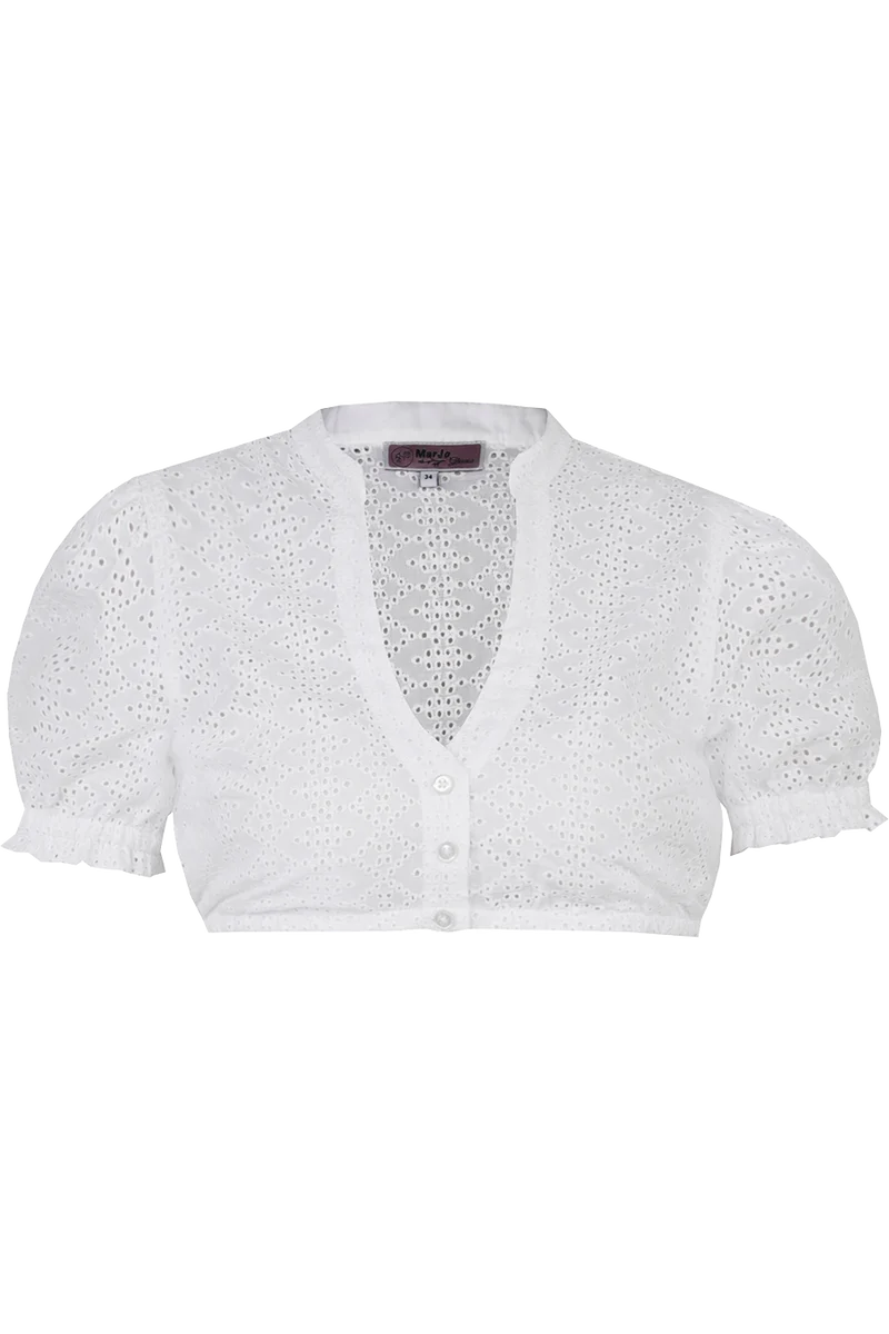 Dirndlbluse mit Lochmuster und V-Ausschnitt
