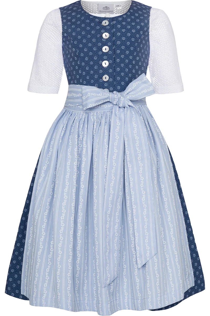 Kinderdirndl aus reiner Baumwolle - dunkelblau