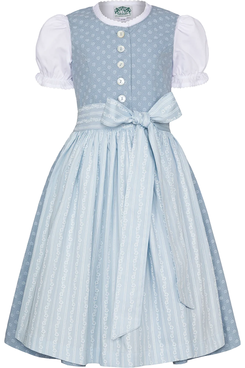 Kinderdirndl aus Baumwolle mit Bluse - hellblau