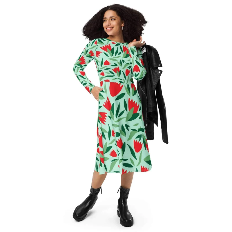Meet Your New Favorite Dress! Floral Long-Sleeve Midi Dress