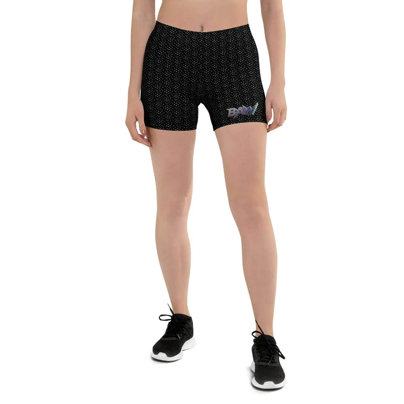 BAW Women's Compression Shorts - Black Dotted Pattern