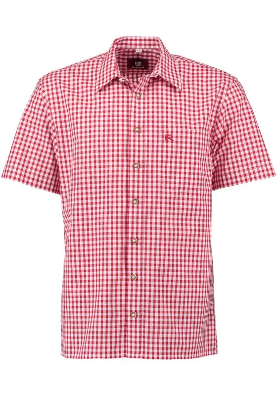 OS Trachten Men's Short-Sleeve Trachten Shirt — Red & White Check