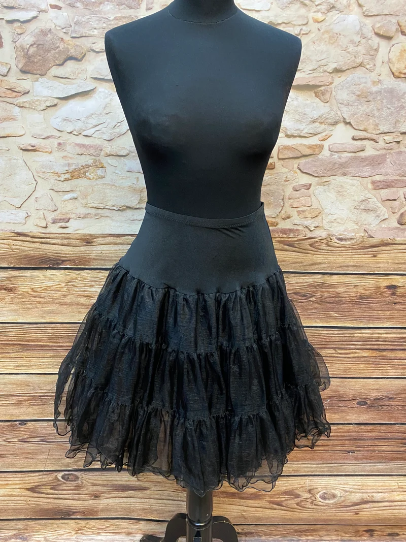 Unterrock Größe S – schwarzer Petticoat zweilagig mit Volumen
