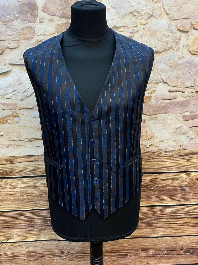 Vintage Herren Weste - blau – gestreift - Größe 52