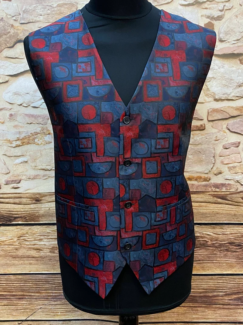 Vintage Herren Weste gemustert - Größe 52
