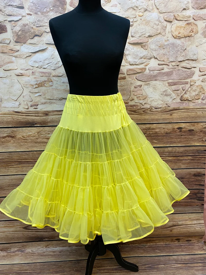 Vintage Petticoat gelb 3-lagig Rockabilly 50er Jahre Gr. L (40–44)