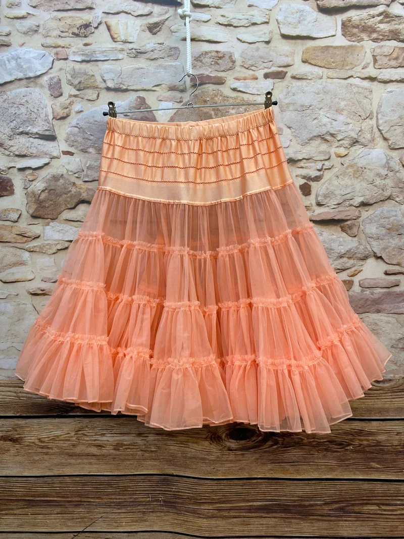 Vintage Petticoat apricot einlagig 50er Jahre Rockabilly Gr. 38–42