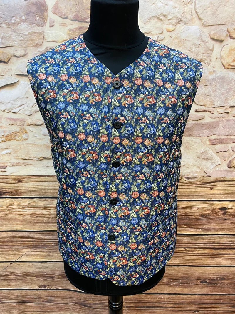 Vintage-Weste – florales Jacquardmuster – Gr. 50
