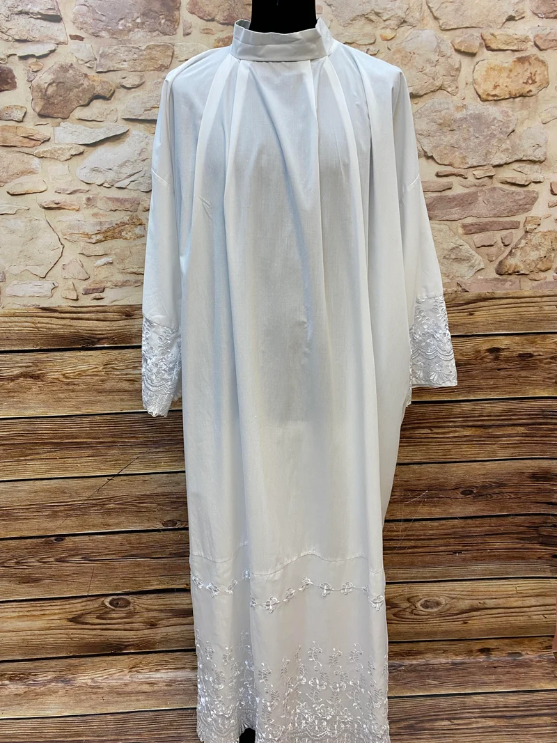 Unterkleid für Nikolaus- oder Bischofskostüm, Weiß, Spitze, Gr. XL