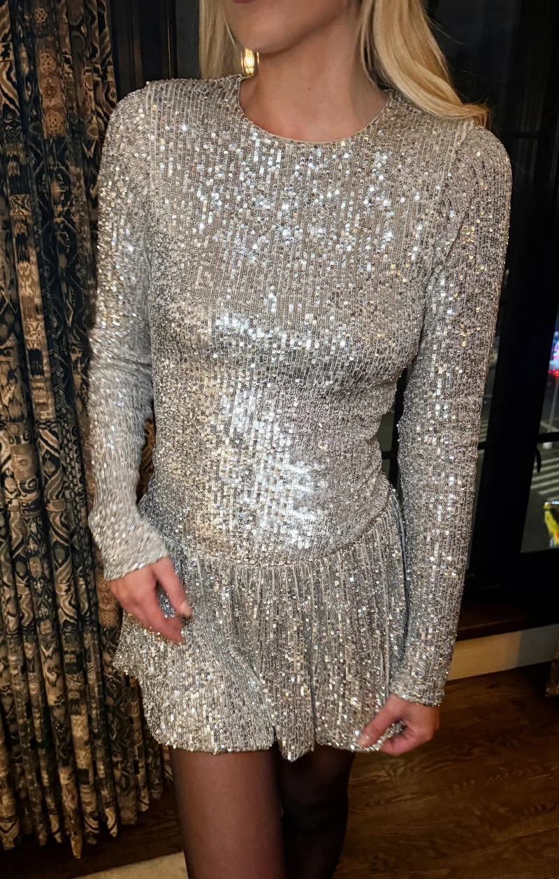 Zelda Mini Dress ~ Platinum Sequins