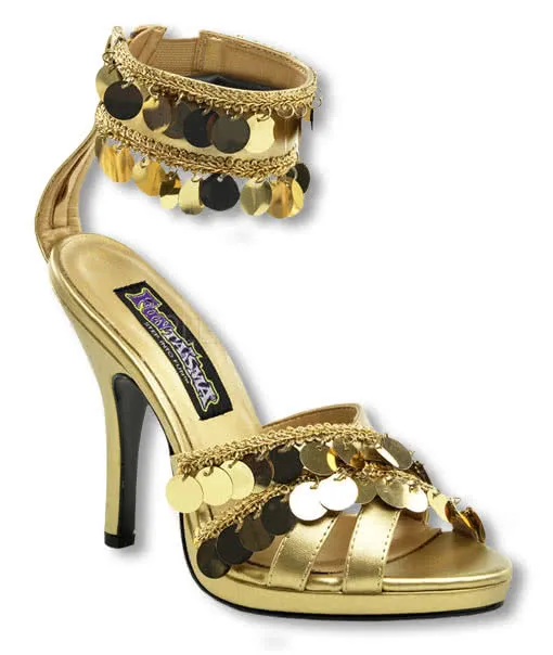Goldene Sandaletten mit Fesselriemchen