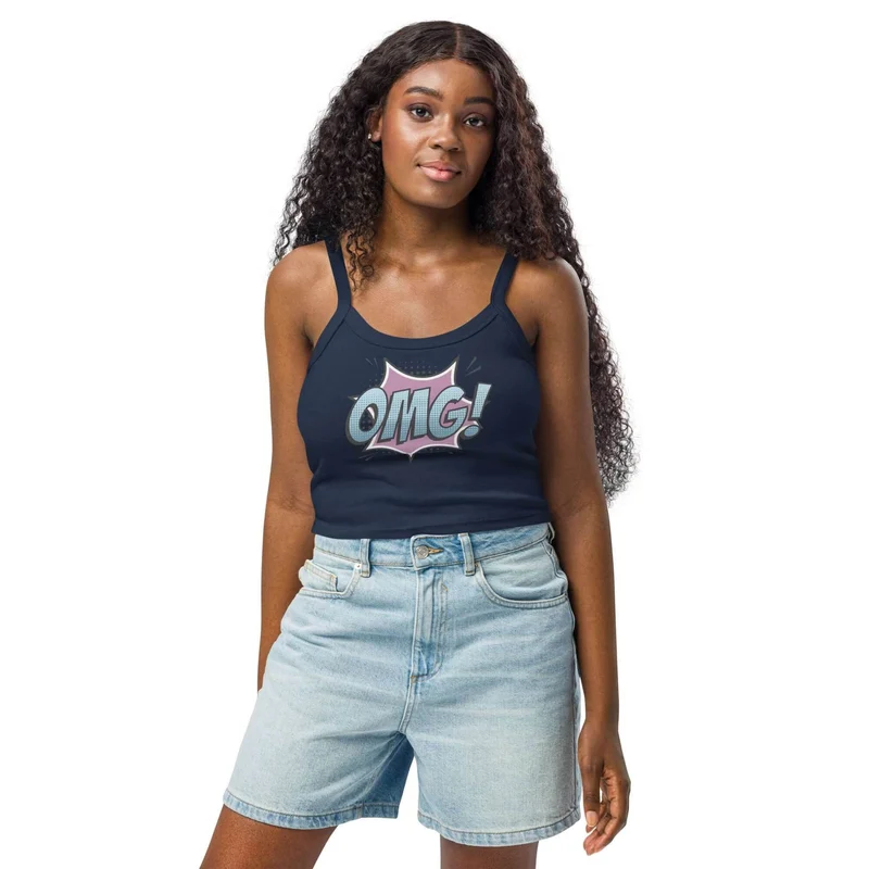 "OMG!" Women's Micro-Ribbed Crop Top