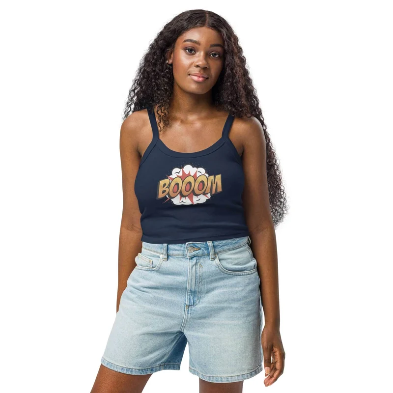 "Booom!" Women's Micro-Ribbed Crop Top