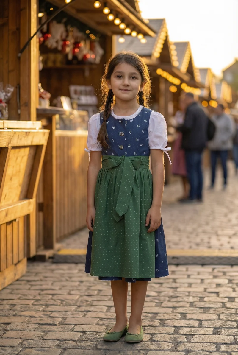 Barwolf Girls Dirndl 3 pcs. "Lisa" blue