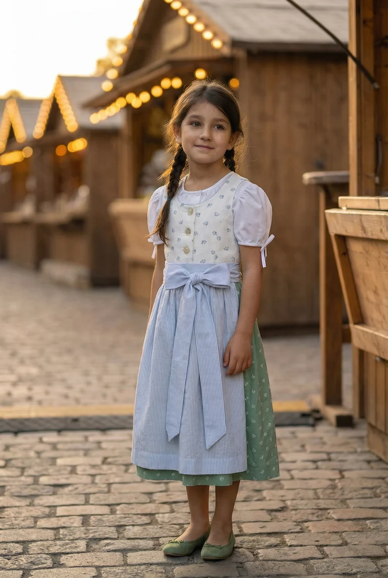 Barwolf Girls Dirndl 3 pcs. "Emmi" light blue