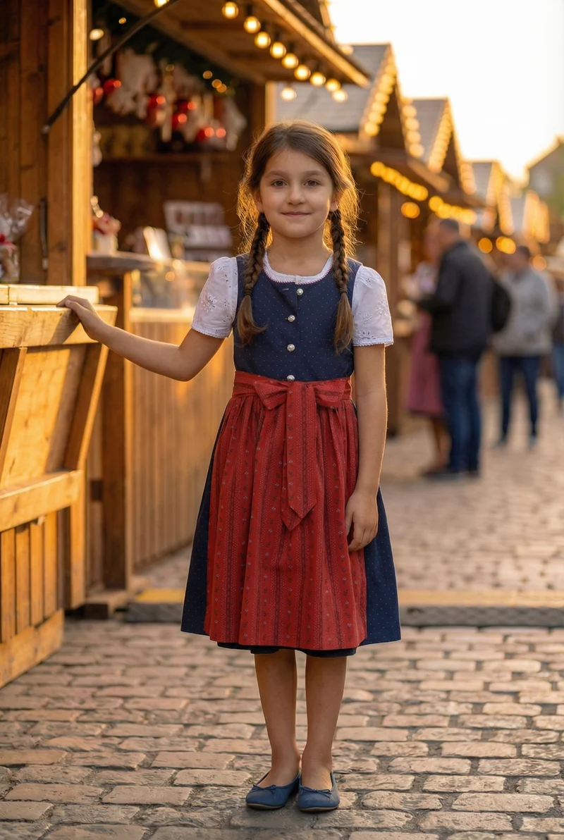 Barwolf Girls Dirndl 3 pcs. "Alina" blue