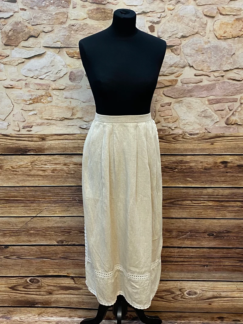 Vintage Dirndlschürze beige - Leinen, lang