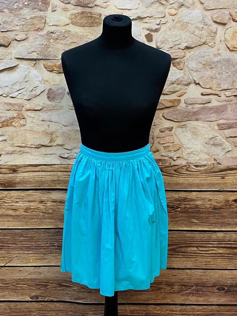 Vintage Dirndlschürze türkis kurz – Baumwolle Trachten Schürze Damen