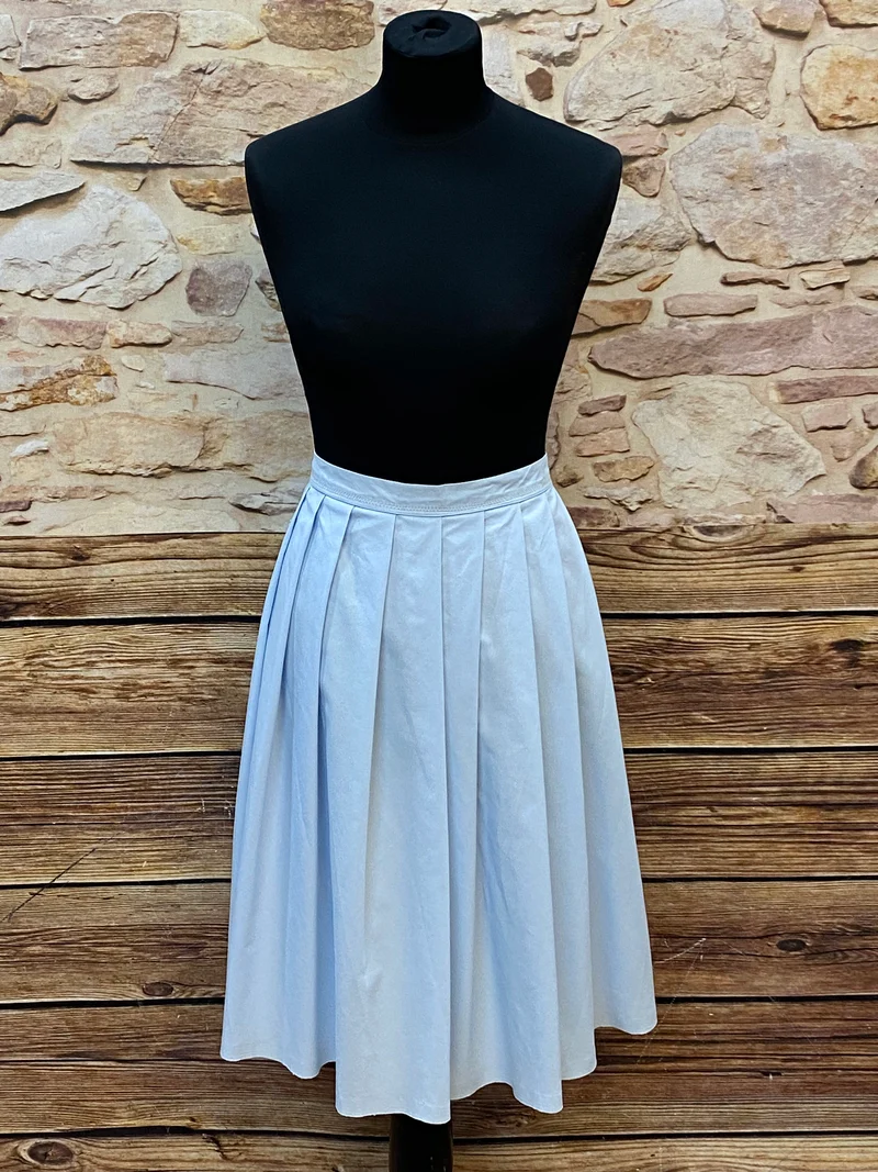 Vintage Dirndlschürze hellblau midi Baumwolle Trachten Schürze