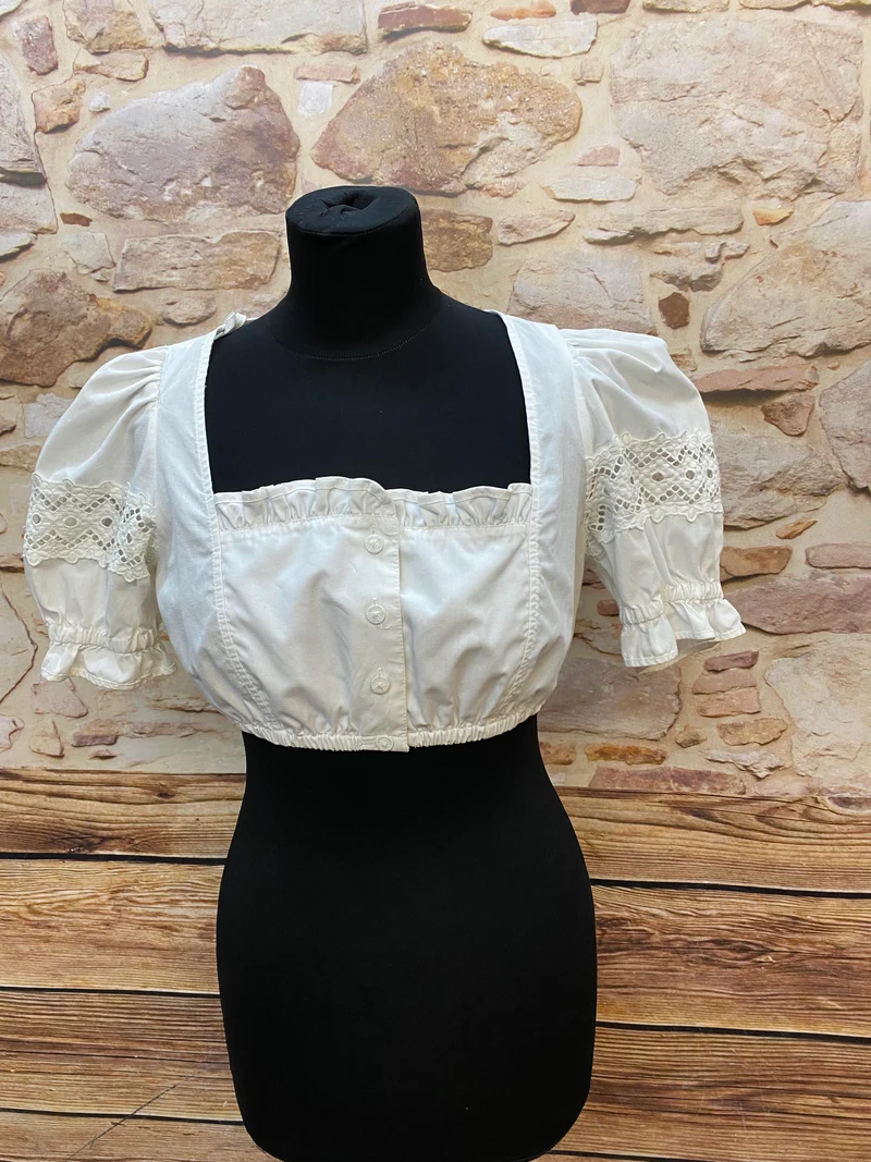 Vintage Dirndlbluse weiß - Landhaus, Gr. 34