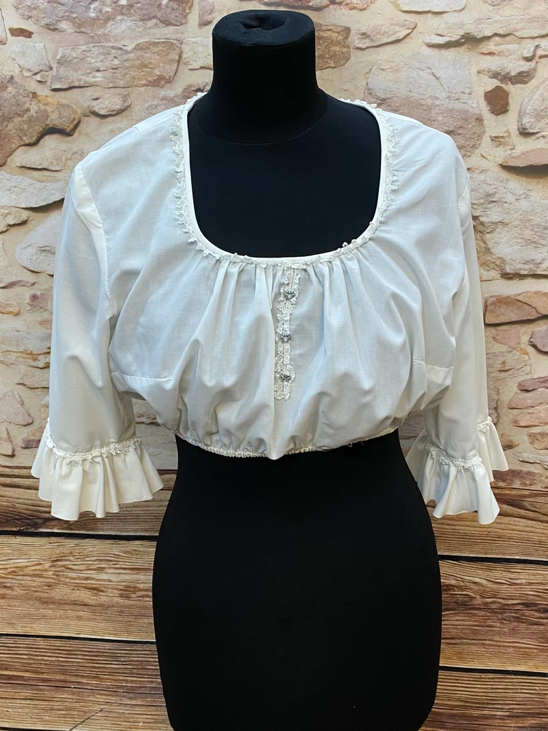 Dirndlbluse weiß - Spitze, Gr.44