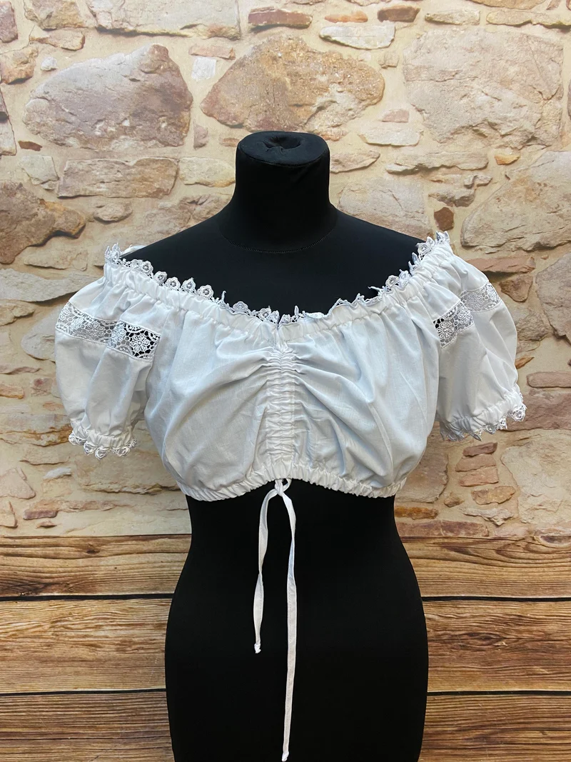 Dirndlbluse weiß - Landhausstil – Schulterfrei, Gr. 40
