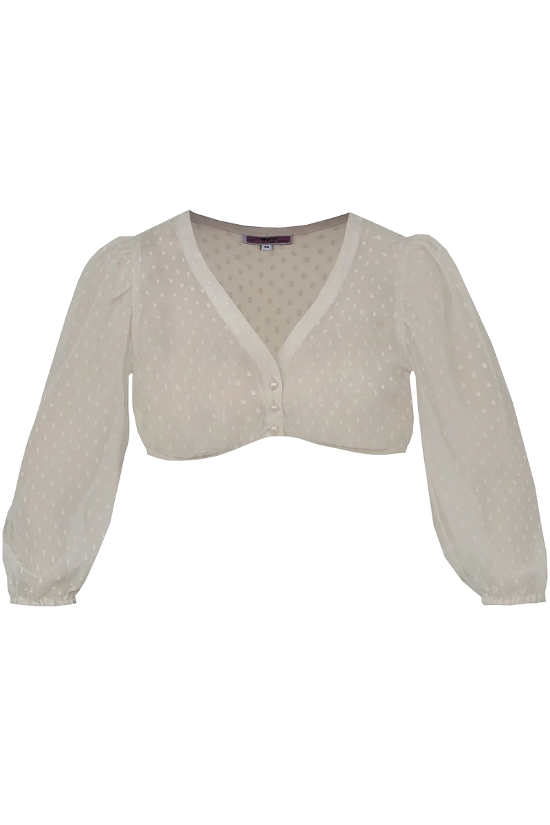 Dirndlbluse mit V-Ausschnitt und weiten Ärmeln - taupe
