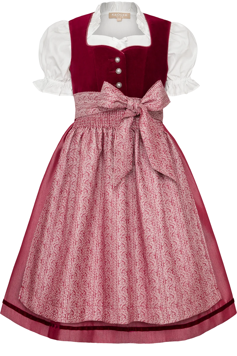 Kinderdirndl aus Samt mit Herz-Ausschnitt