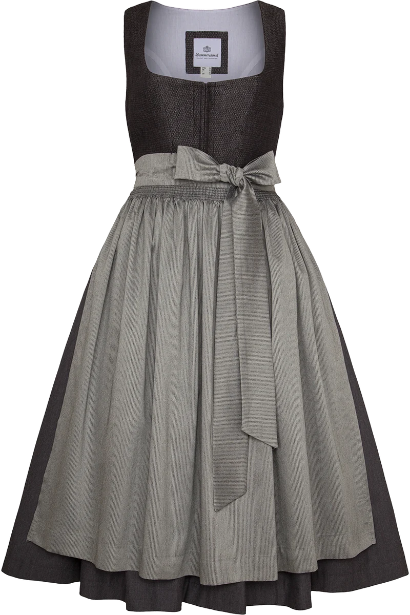 Midi-Leinendirndl mit eckigem Ausschnitt und Hakenverschluss