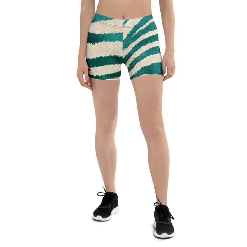 Badasswear Teal Zebra Sprint – Active Shorts