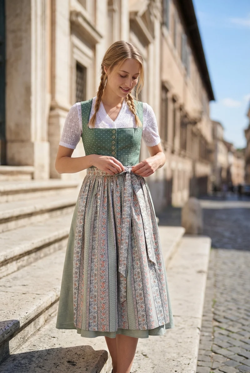 Berwin Cotton Dirndl 2pcs. 75cm "Minna" Green