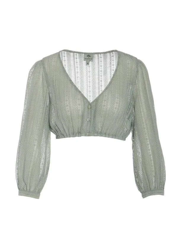 Berwin Wide Sleeve Dirndl Blouse "Ella" sage