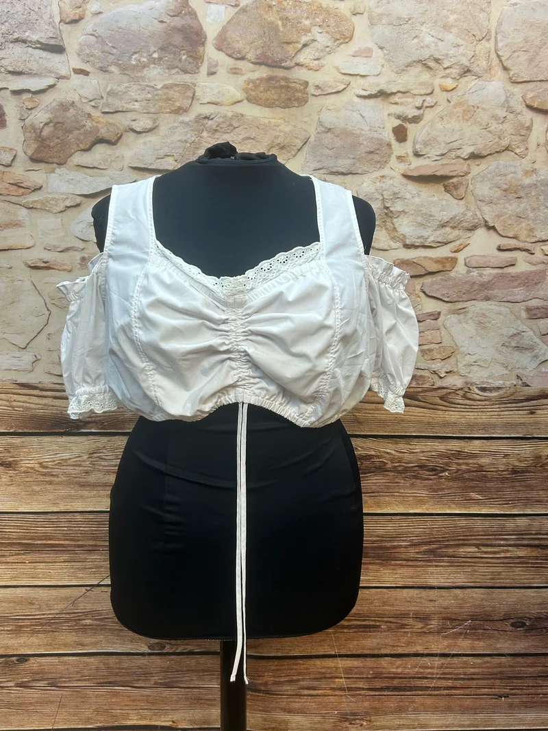 Dirndlbluse weiß - Carmen Ärmeln, Gr. 52
