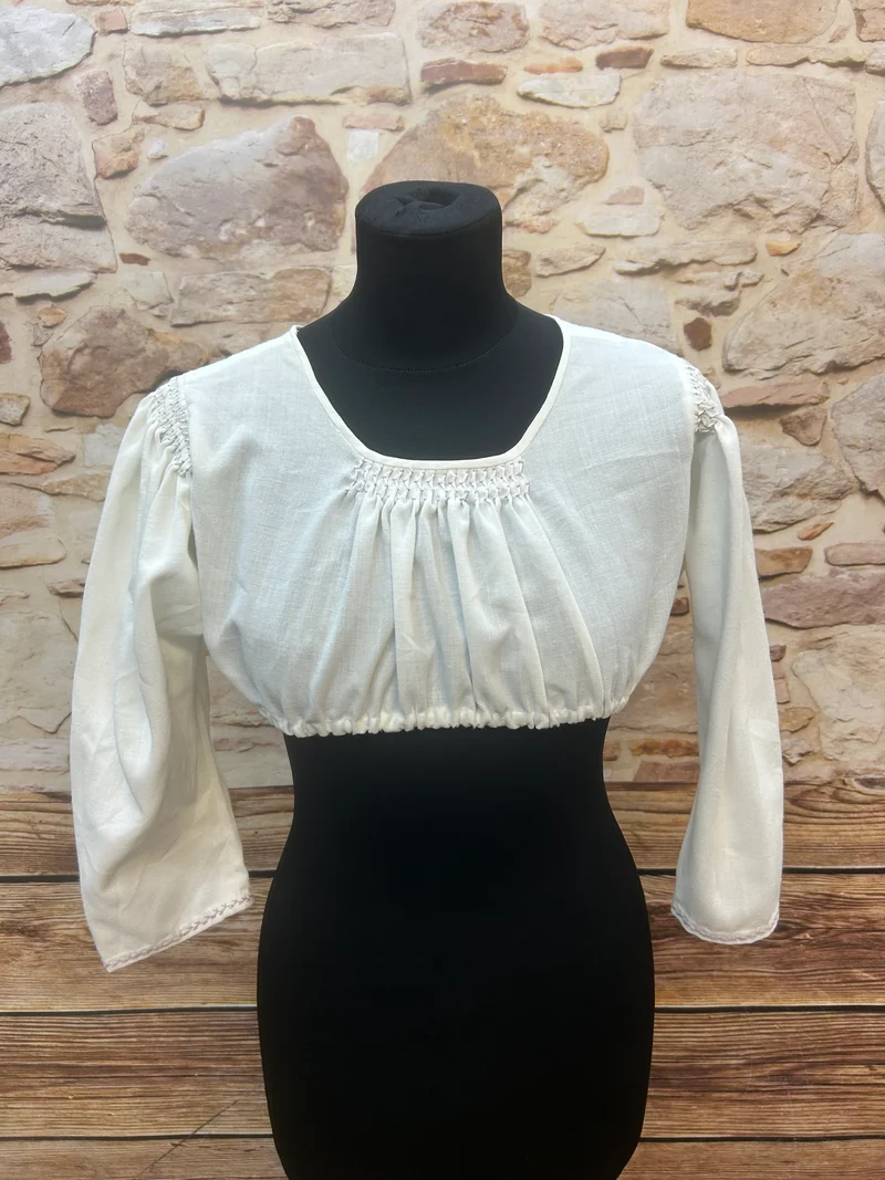 Vintage Dirndlbluse weiß - langarm, Gr. 36