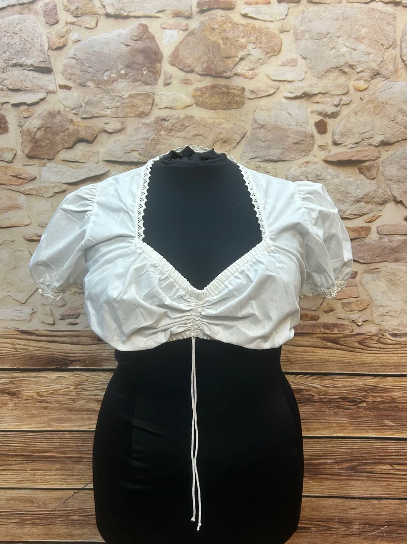 Vintage Dirndlbluse weiß - Gr. 46