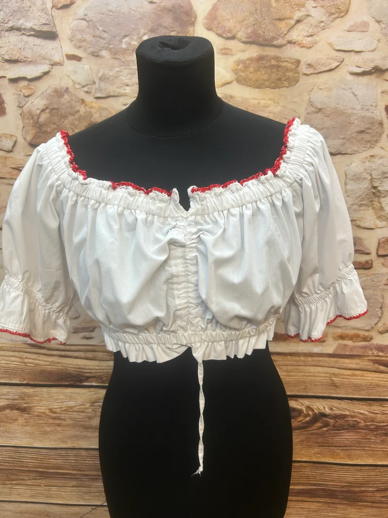 Vintage Dirndlbluse weiß rot – Gr. 40