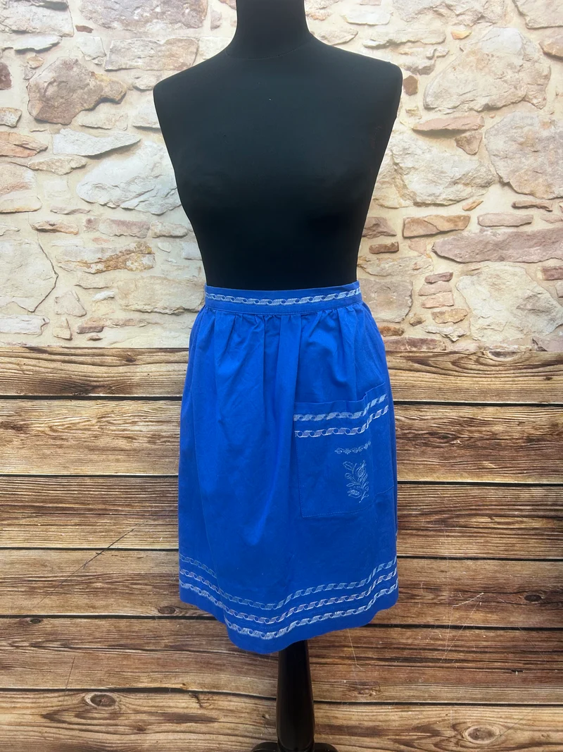 Vintage Dirndlschürze königsblau - 1970er,