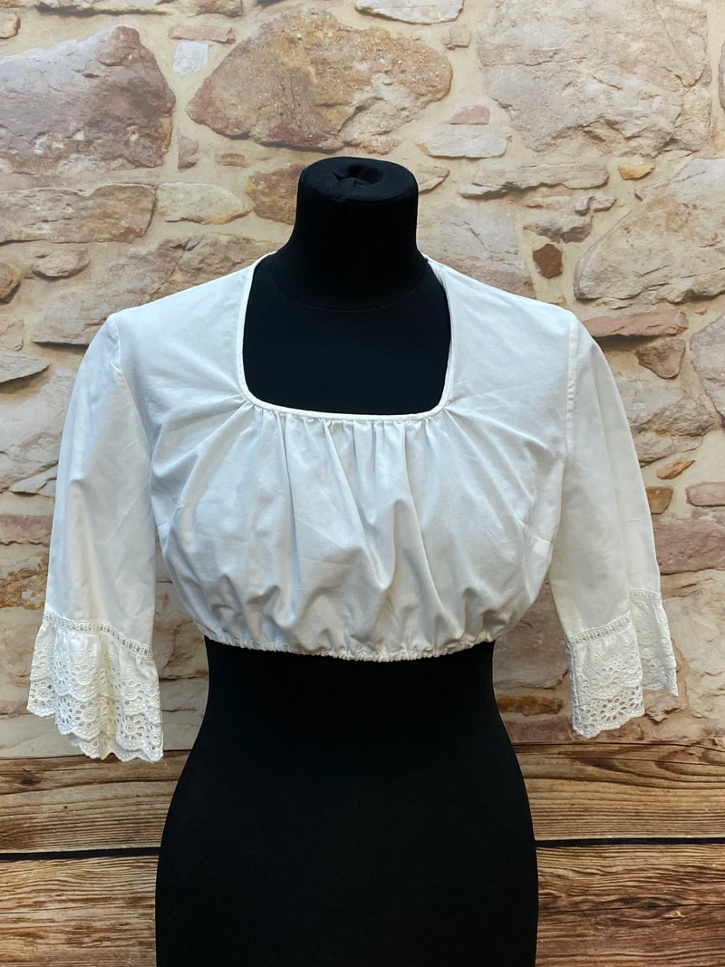 Vintage Dirndlbluse weiß - 1980er Jahre, Gr.40