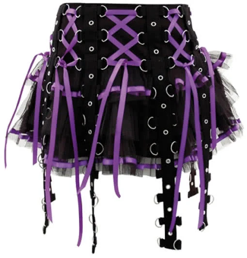 Bondage Rock mit Satinbändern schwarz lila