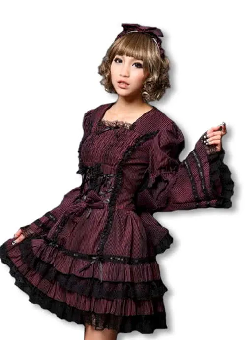 Anime Kleid schwarz-bordeaux