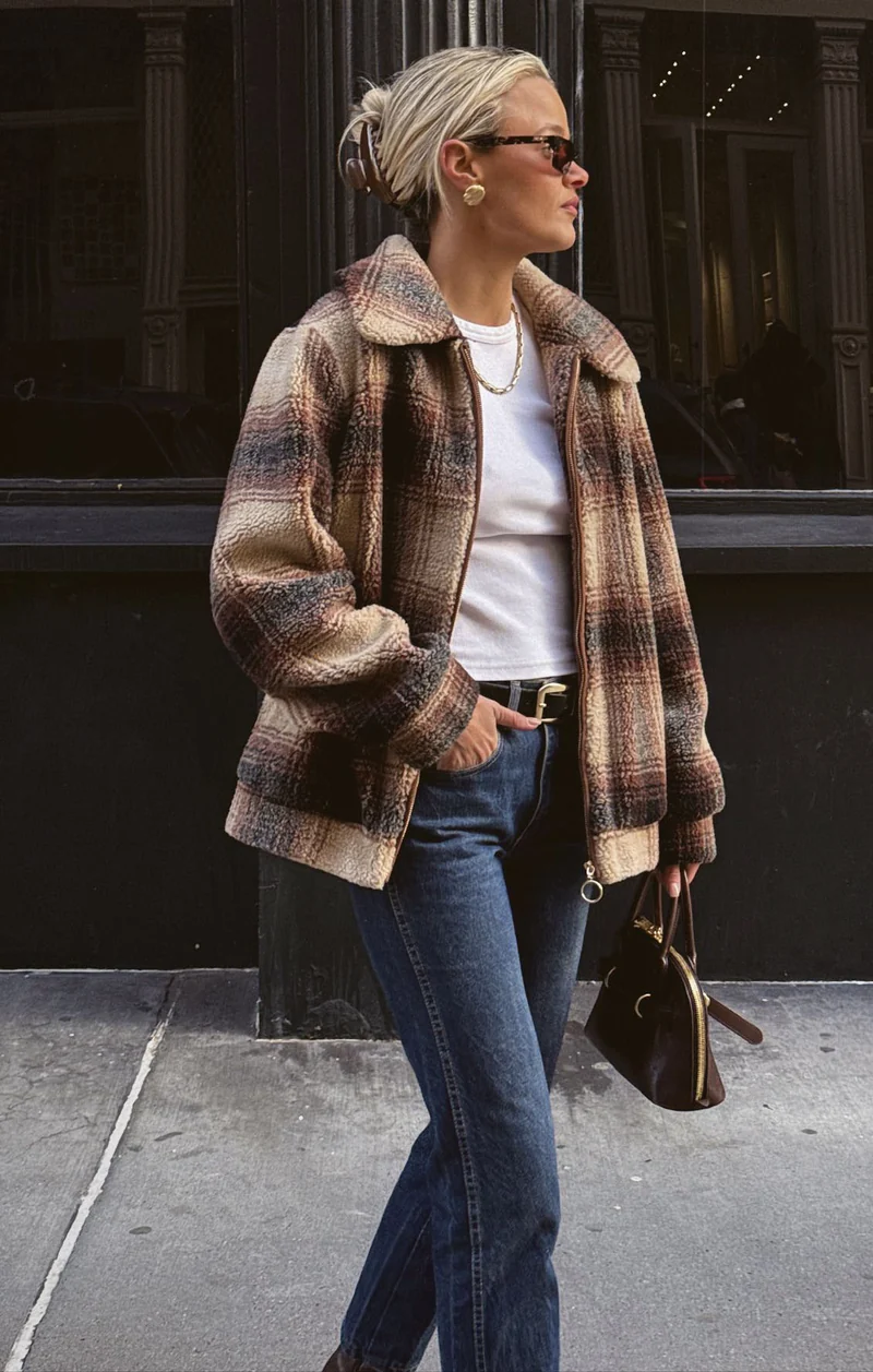 Hunter Jacket ~ Homestead Faux Sherpa Plaid