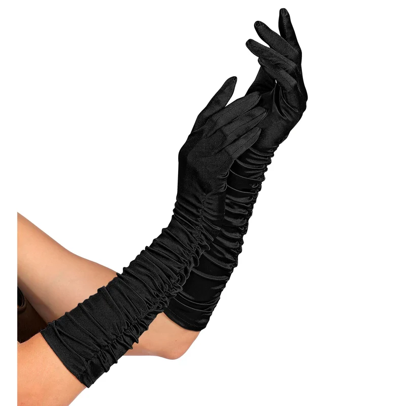 Lange Handschuhe in Schwarz 44cm